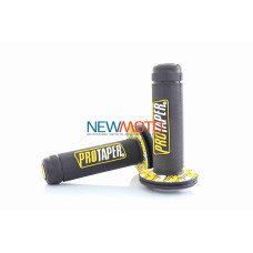 Ручки керма універсальні чорні PRO TAPER (жовто-білий логотип)